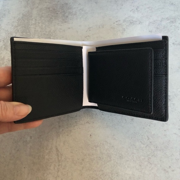 Coach Mens 3 In 1 Sport Calf Leather Wallet Black - Picture 5 of 10